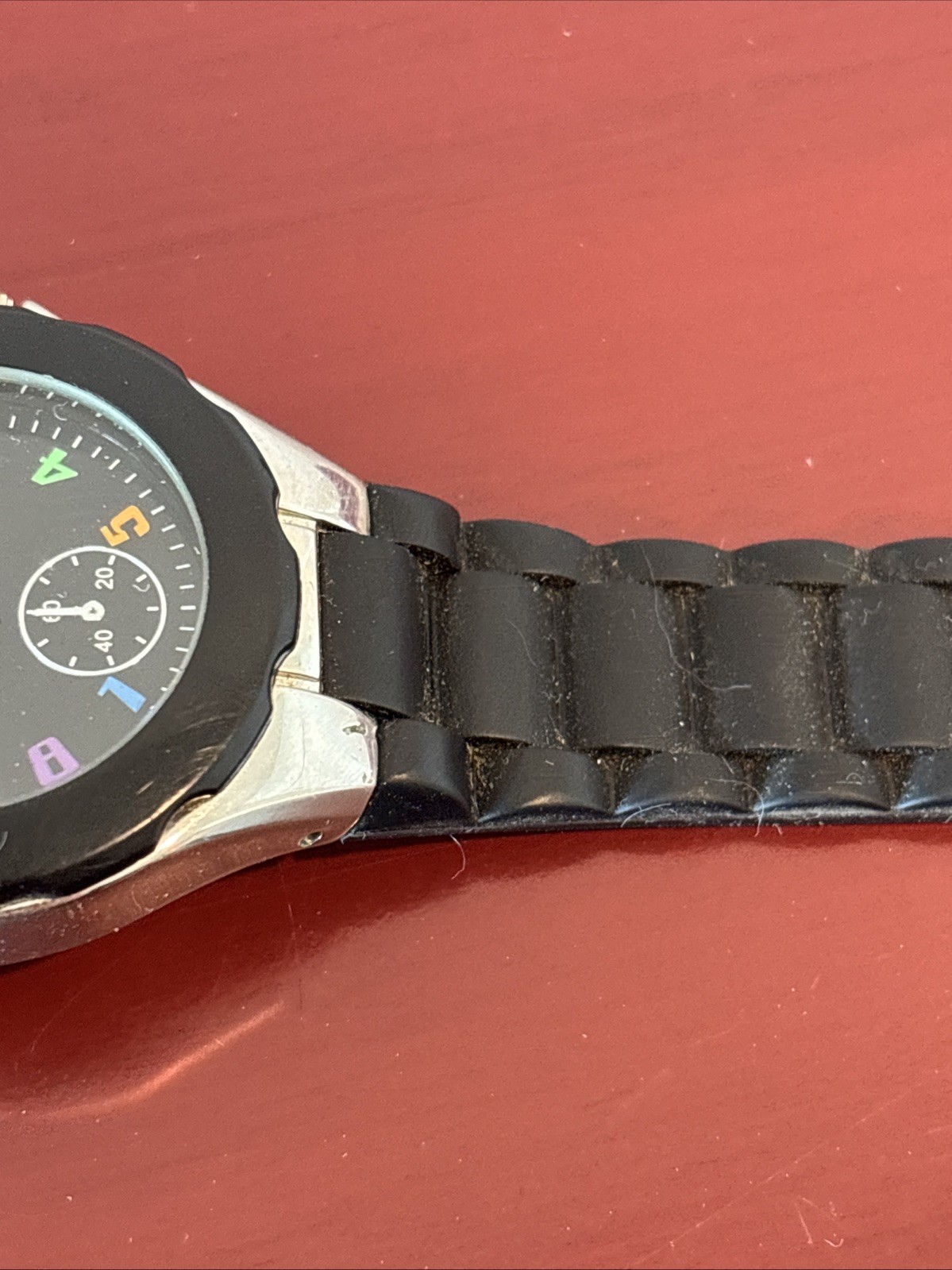 Black Dial Multicolor Dial Rubber Band Watch Untested As Is Condition