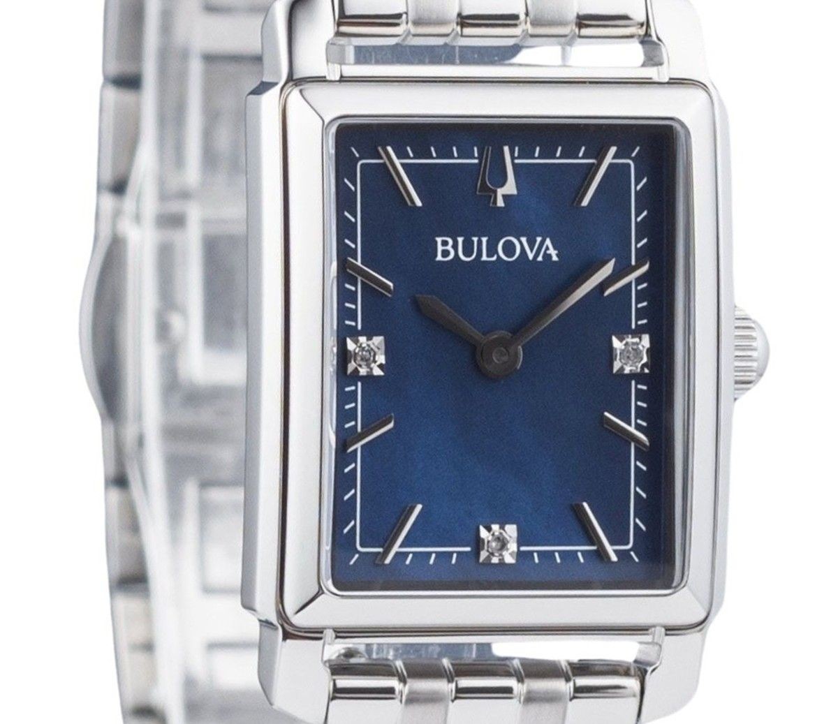 Bulova Sutton Classic Diamond Accent Stainless Steel Blue 96P245 Ladies Watch