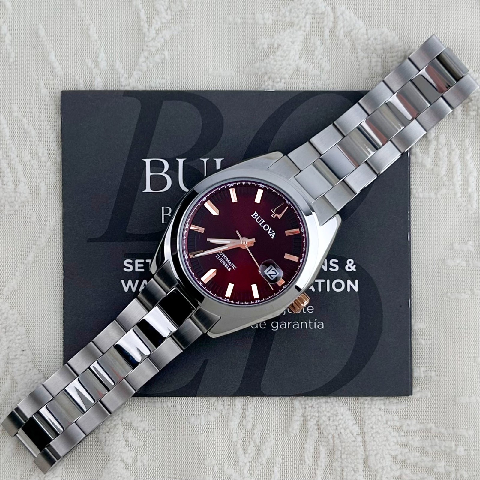 Bulova Classic Men’s Surveyor 98B422 Automatic Red Dial 39MM Watch