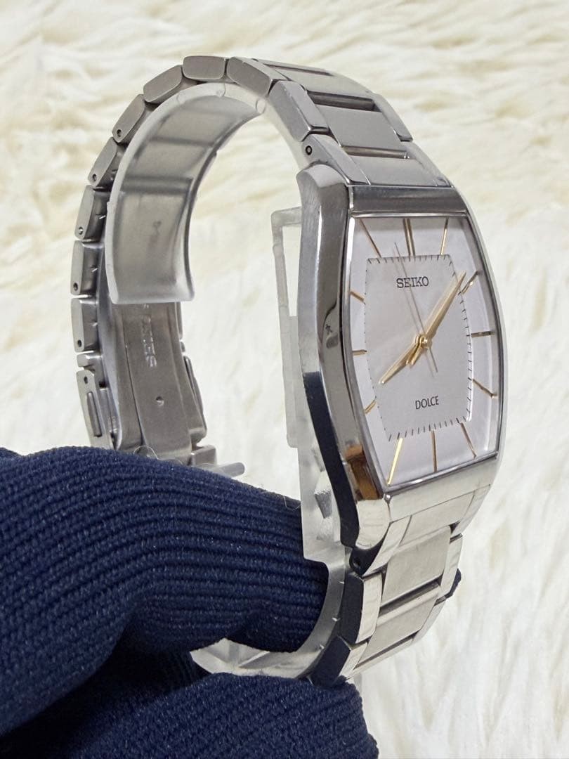 SEIKO Dolce 8J41-0AH0 Quartz Mens Watch Silver Rectangular Japan