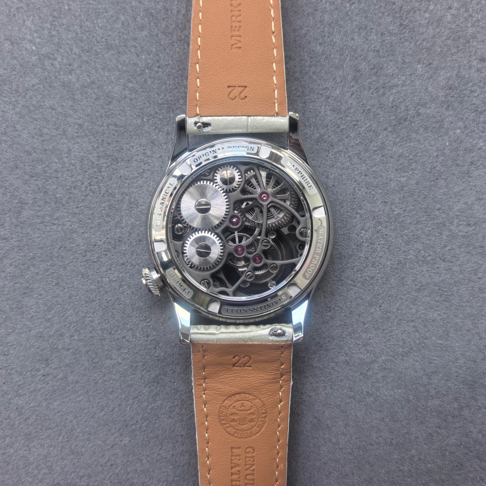 Merkur Men Tourbillon Watch 42mm Mechanical Wristwatch Sapphire Black Sand Dial