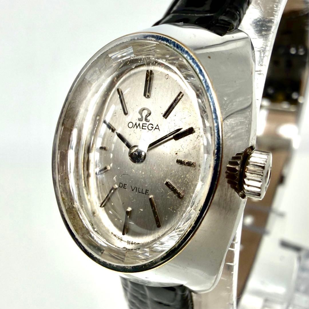 Vintage OMEGA De Ville Manual Wind Silver Dial Oval Watch New Strap