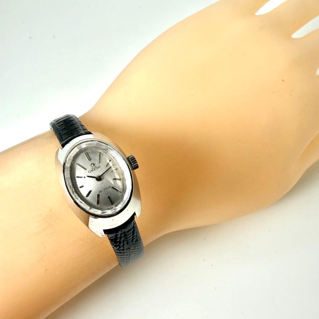 Vintage OMEGA De Ville Manual Wind Silver Dial Oval Watch New Strap
