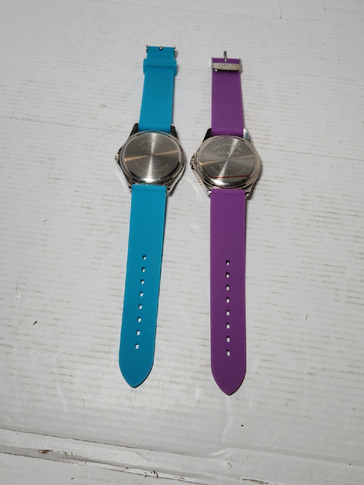 2 Pack Gossip Blue & Purple Dial Round Silicone Band Watches **NEED BATTERIES**