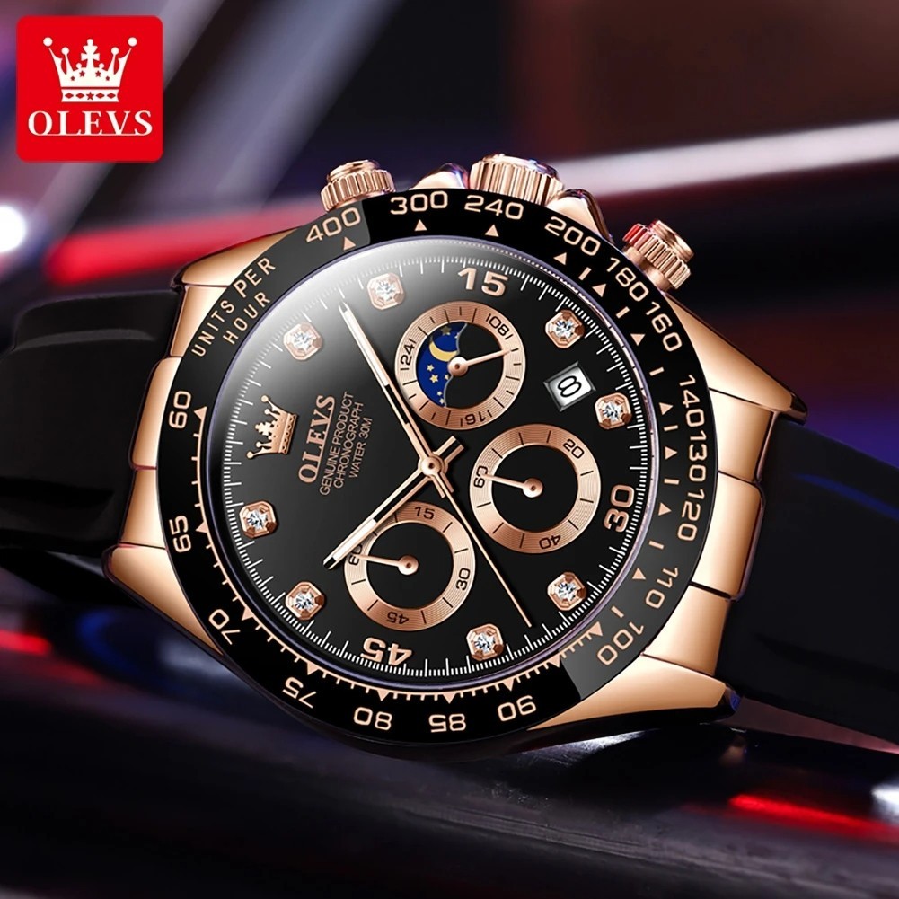 Waterproof Watch OLEVS Quartz Luxury Business Luminous Date Men Men’s Strap