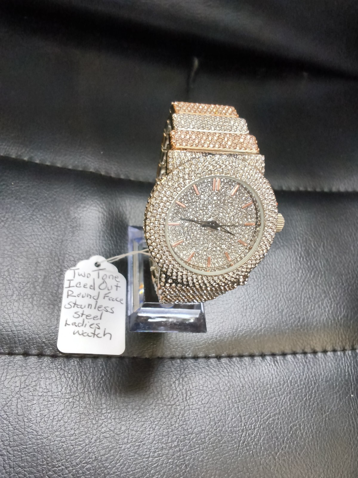 Two Tone Rose Gold Silver Iced Out Crystal Ladies Watch Quartz New 24.99Price: