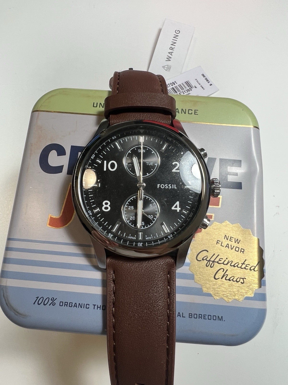 Fossil Bennett Men’s 45mm Multifunction Watch Black Dial Brown Leather BQM7091