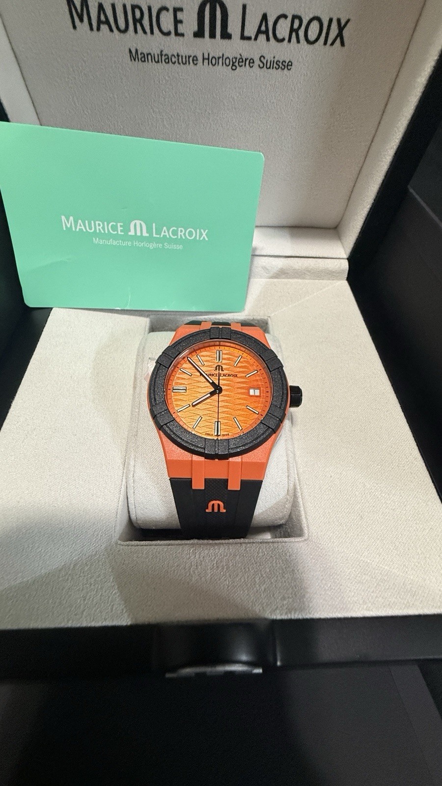 Maurice Lacroix AIKON Tide Orange Dial Black/Orange Rubber Strap Quartz Date