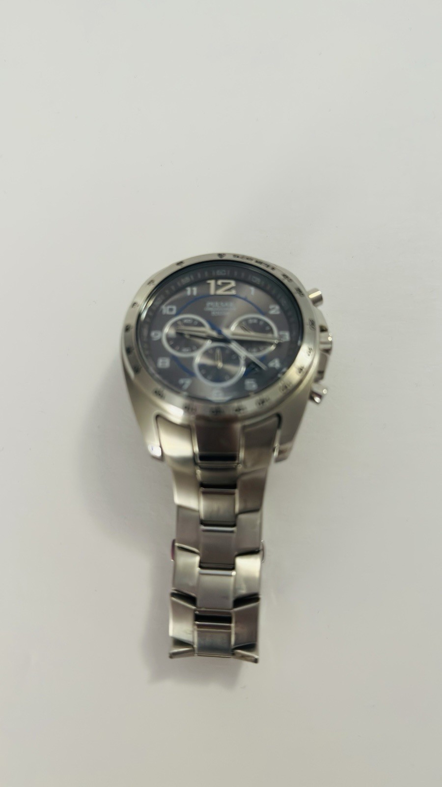 Pulsar Men’s Quartz Chronograph Tachymeter Date 100m Silver Steel Watch