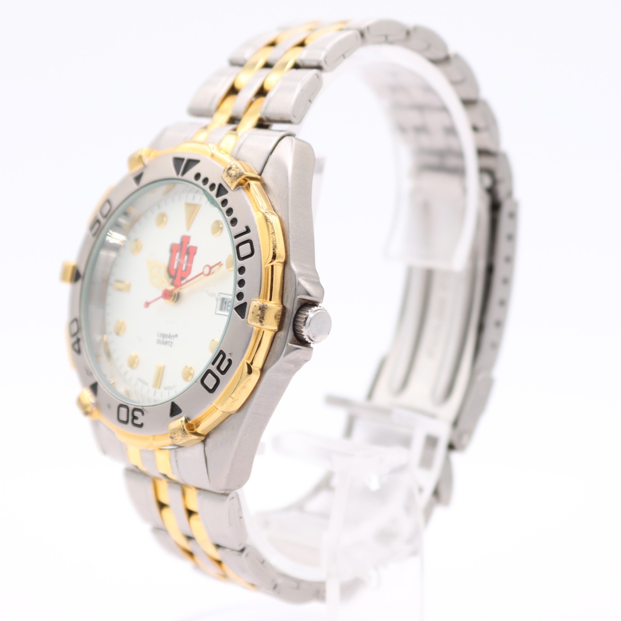 Vintage 38.5mm LogoArt University of Indiana Men’s Quartz Wristwatch Two Tone