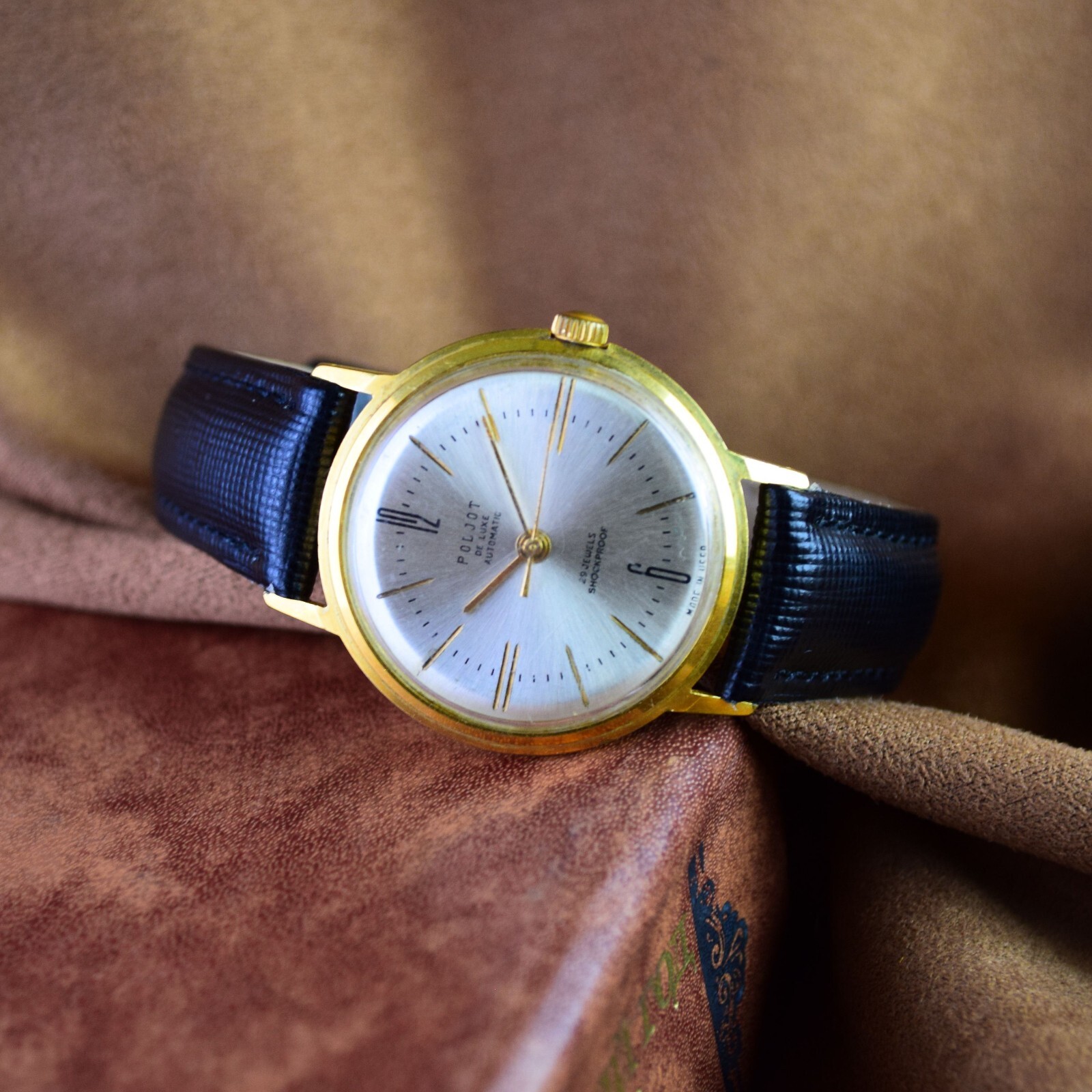 Soviet Men’s Watch Poljot Automatic De Luxe Vintage Wristwatch Serviced
