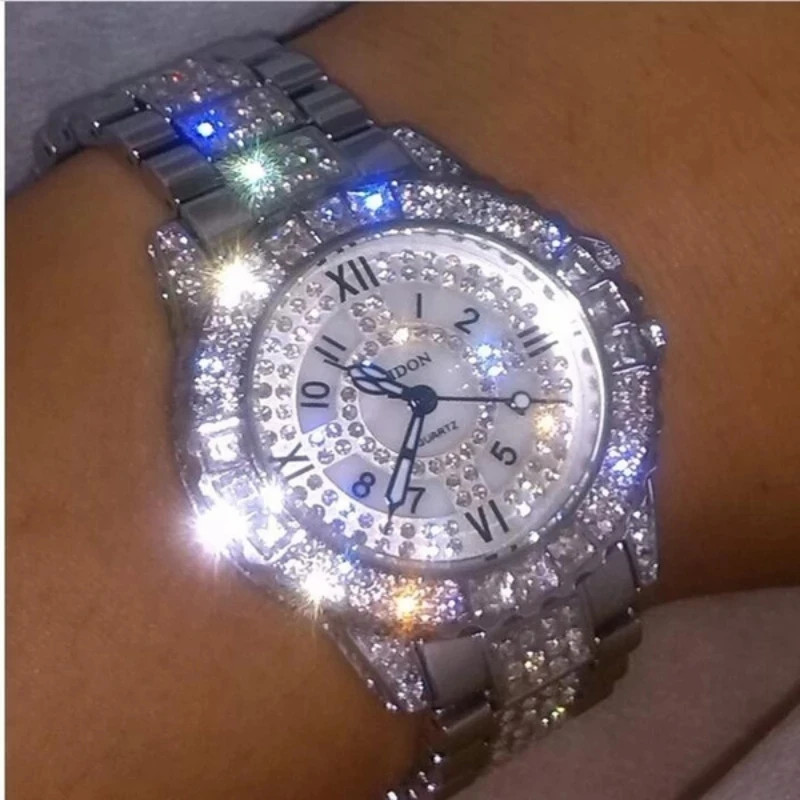 Luxury Shiny Fine Zircon Quartz Watch Elegant All-Star Jewels Wome
