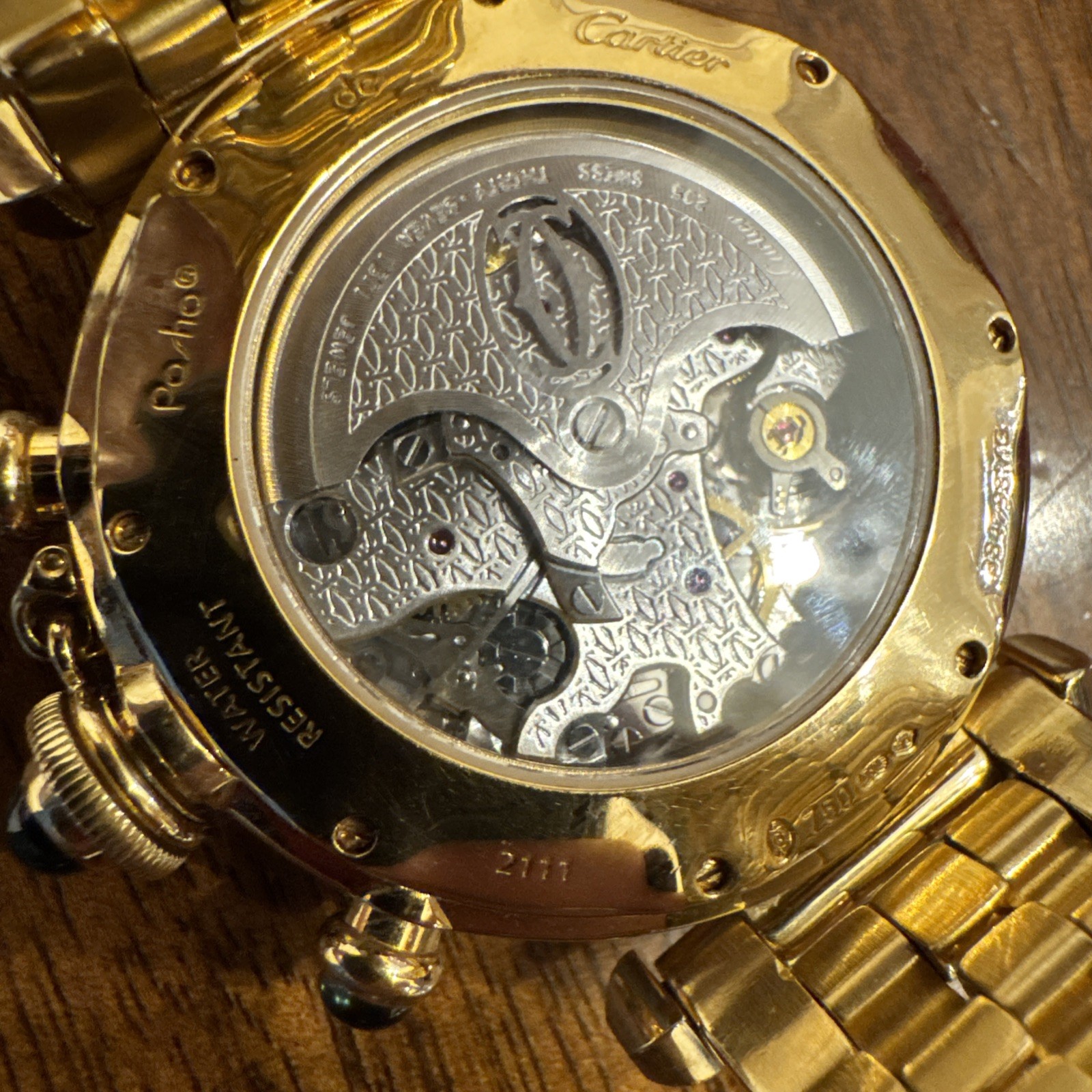 Cartier 18k Gold Pasha 38mm Chronograph Automatic W30140D1 box papers