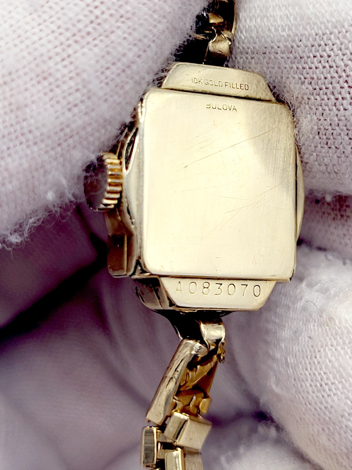 Bulova Ladies Diamond Watch 10K Gold Filled Art Deco Cocktail Vintage 1940 RUNS