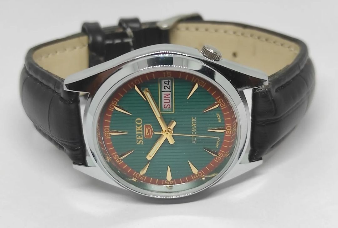 Seiko Refurbished Green Dial Day / Date Automatic Men’s Wrist Watch Free Shiping