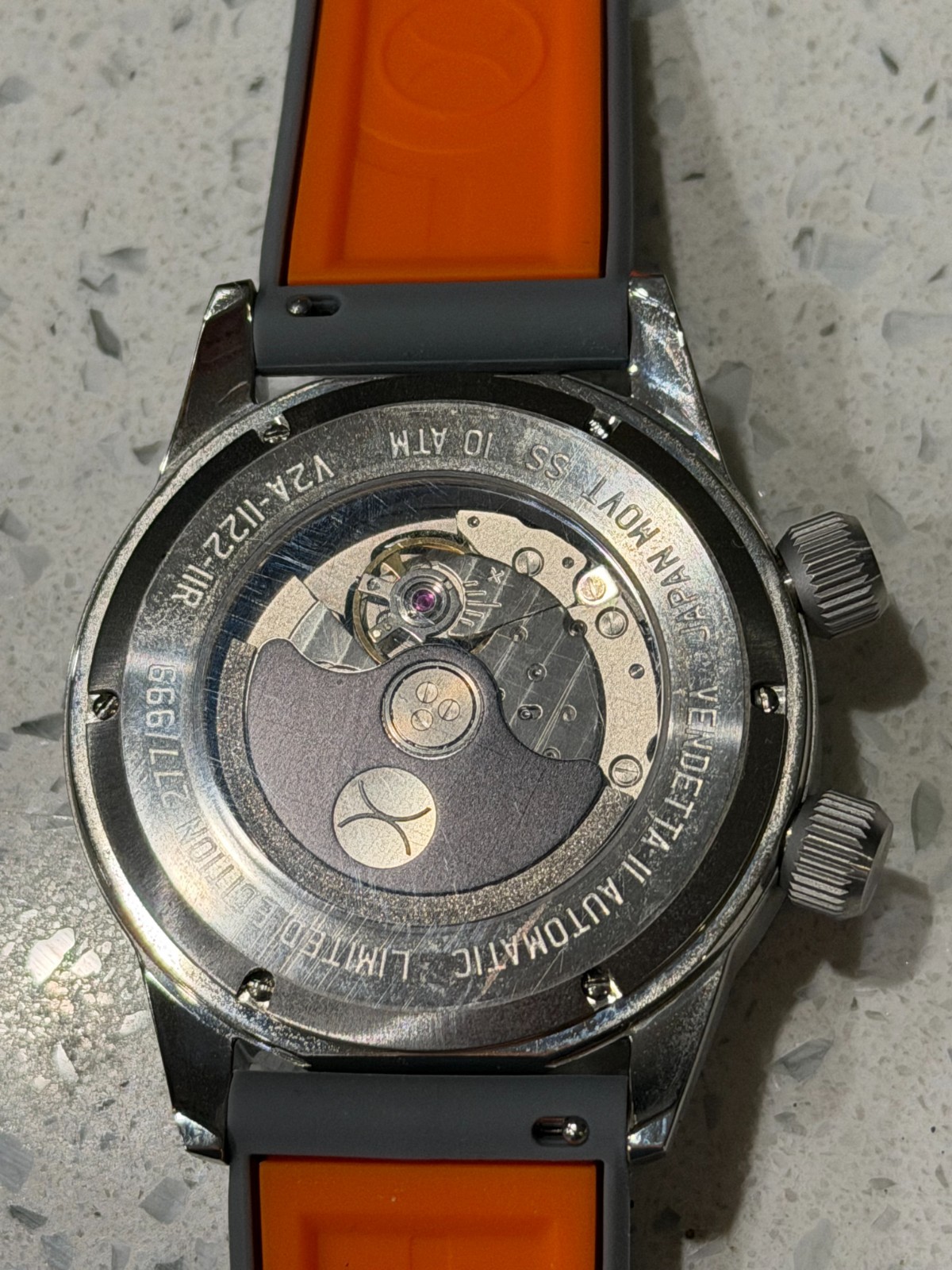 XERIC VENDETTA II WANDERING HOUR AUTOMATIC WATCH GREY ORANGE