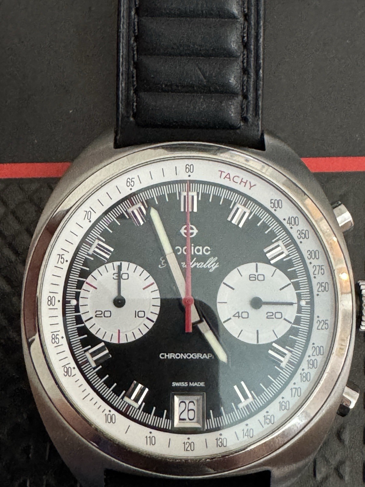 Men’s Zodiac Z09602 Grandrally Chronograph Black/Date Dial Watch 42mm B&P
