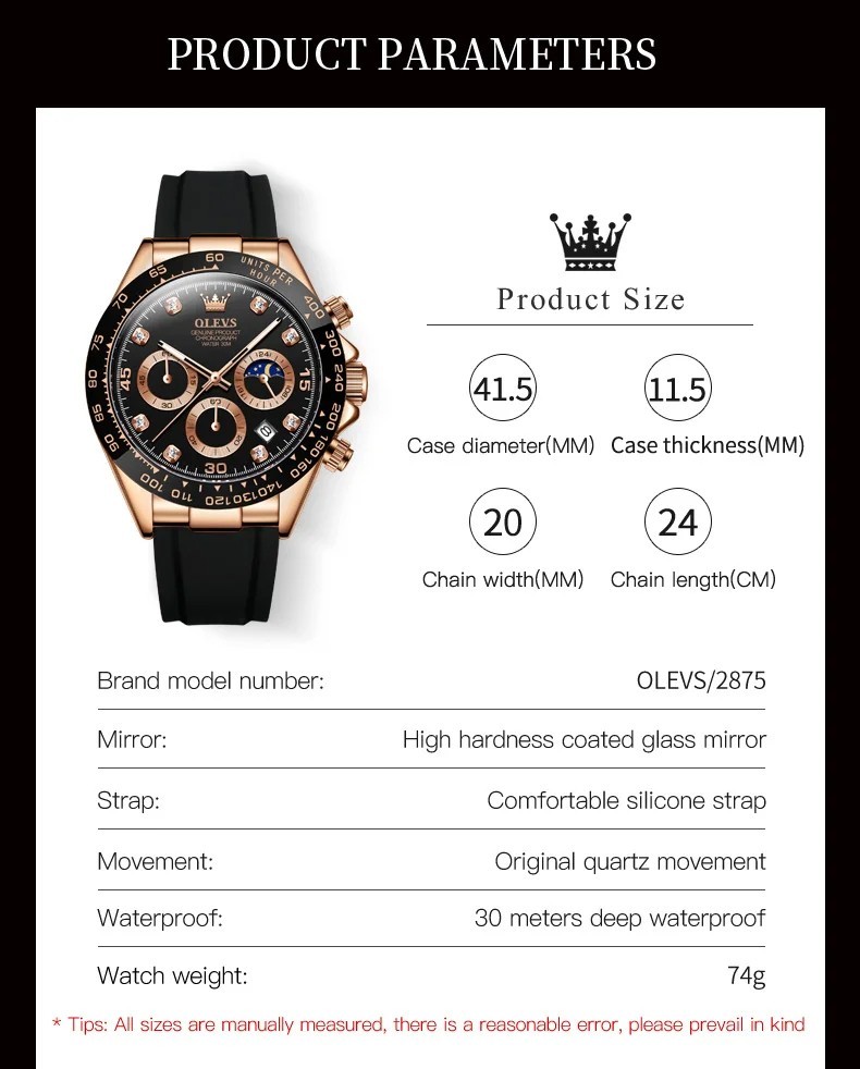 Waterproof Watch OLEVS Quartz Luxury Business Luminous Date Men Men’s Strap