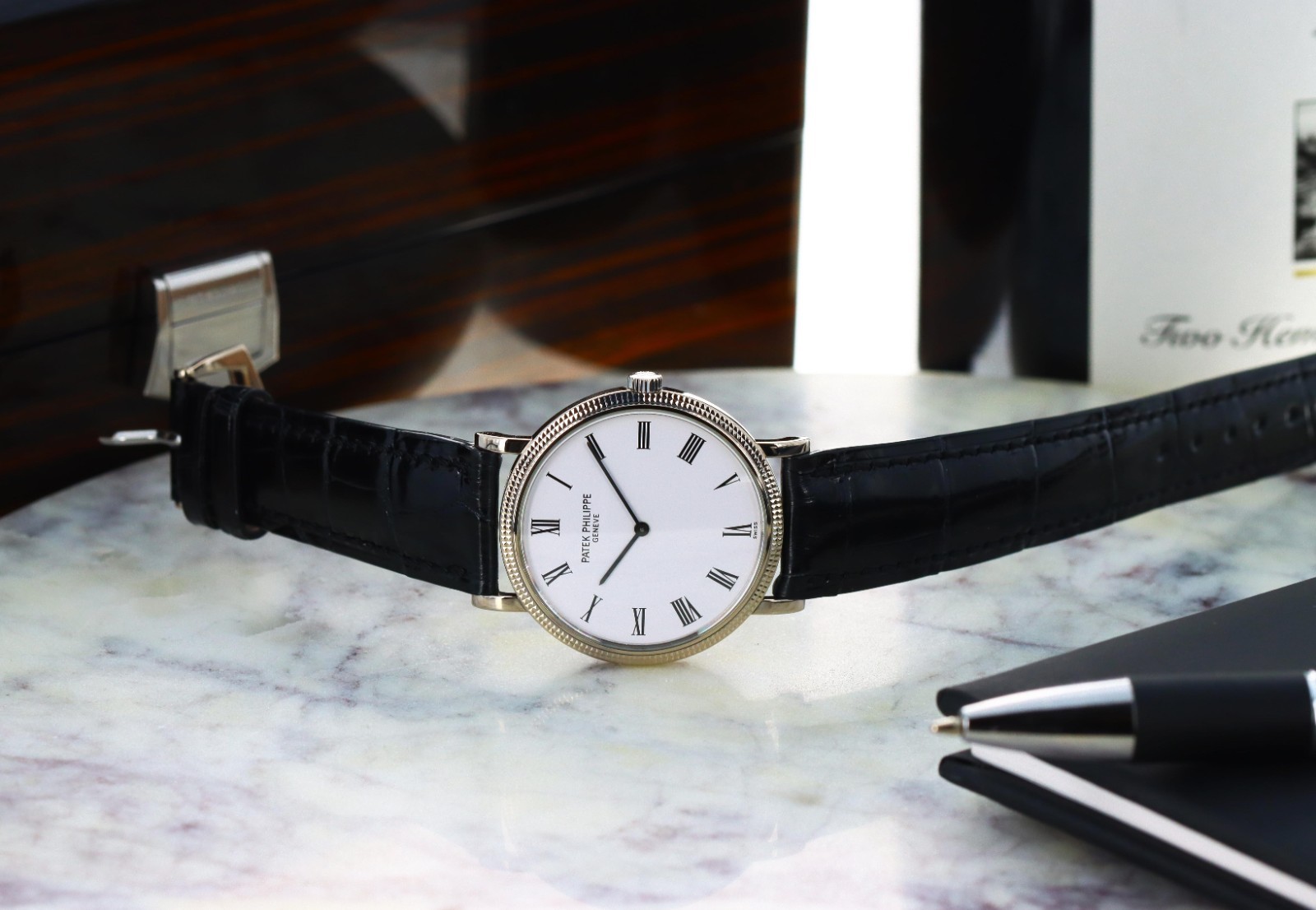 Patek Philippe Calatrava 5120G-001 White Lacquer Dial Hobnail Bezel – White Gold