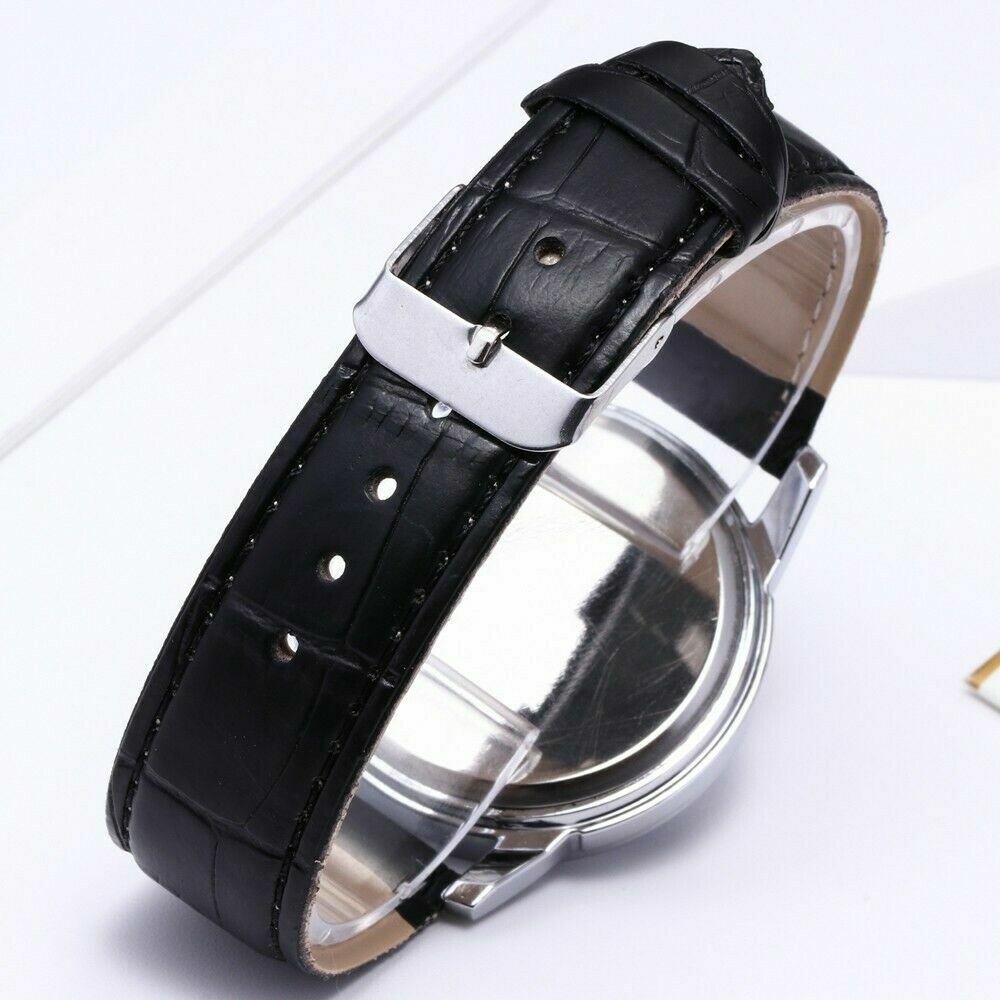 EPIC TIME-Fashion Chrono Stainless Steel Analog Date Sport Quartz Watch-Blk/wht
