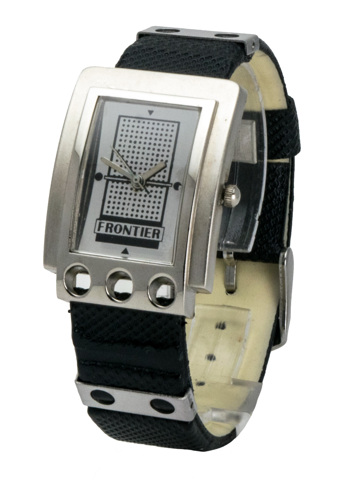FRONTIER: HIGHTEC LOOK CANVAS/ LEATHER BAND, RECTANGLE CASE, ANALOG QUARTZ WATCH