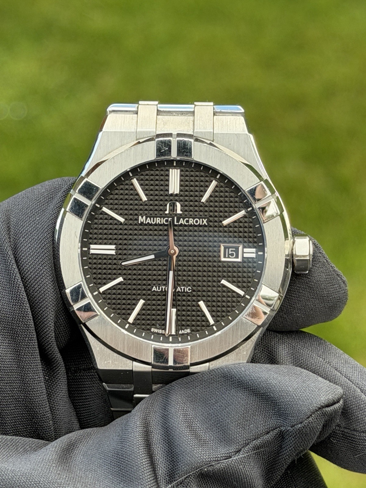 Maurice Lacroix Aikon 42mm AI6008-SS002-330 Black Dial Watch Box Papers Full Set