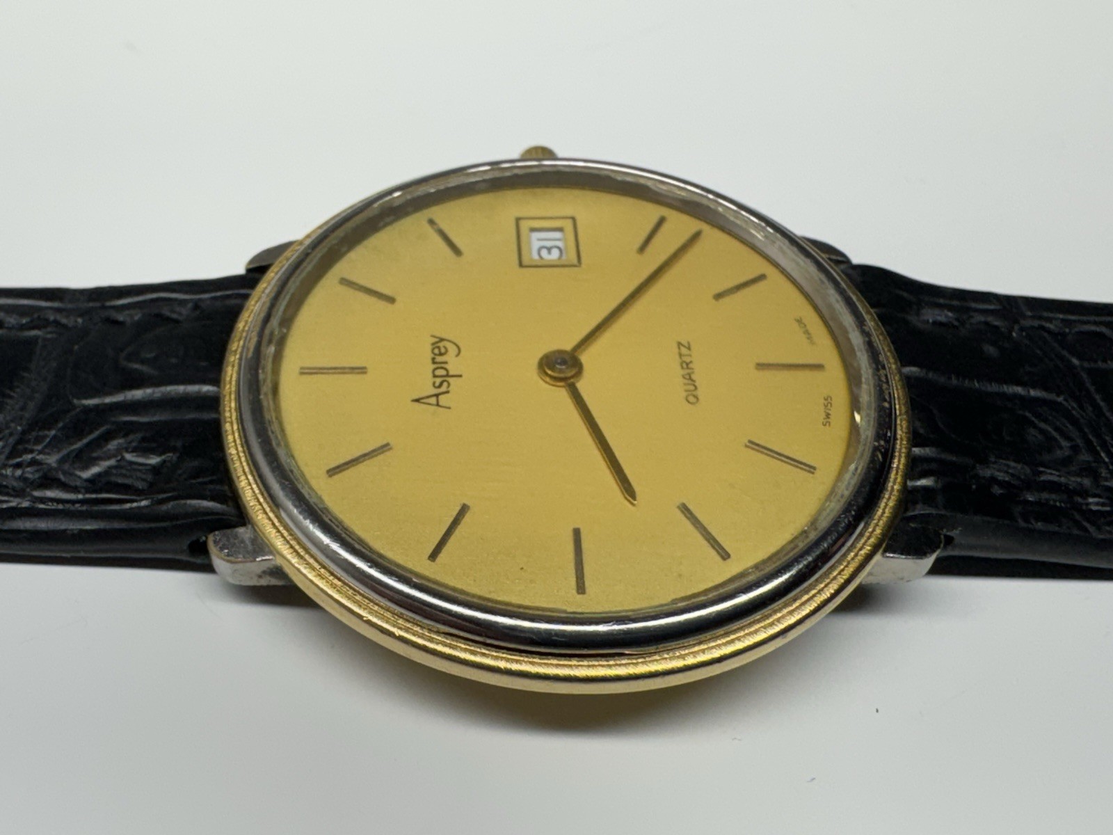 asprey london 6 jewels quartz beautiful slick vintage swiss made wristwatch