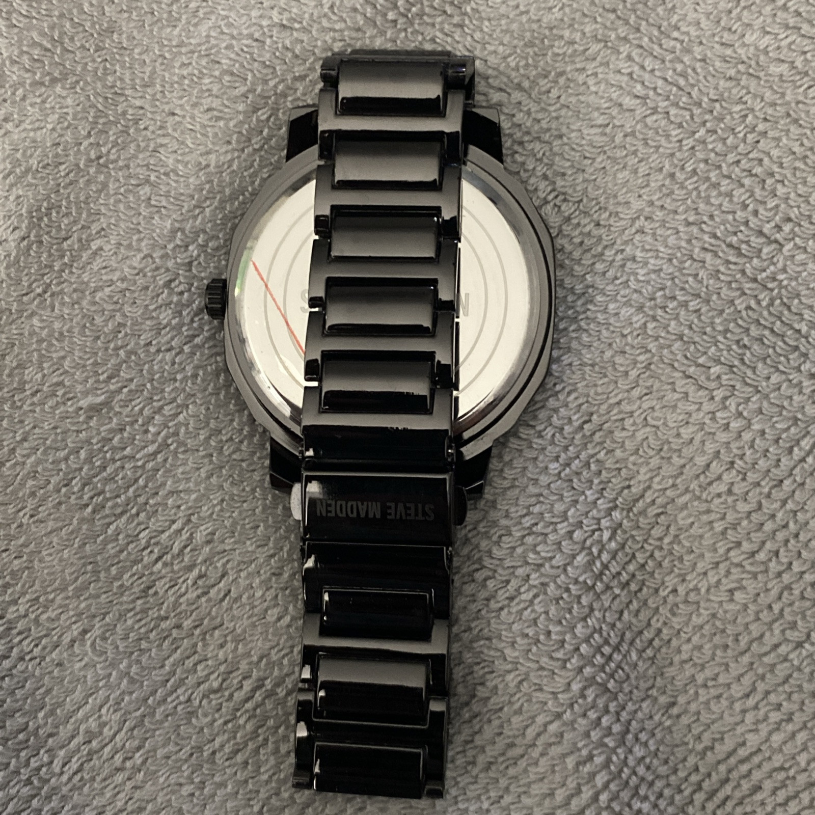 Steve Madden Men’s Black Jet Tone Watch & Multi Bracelet