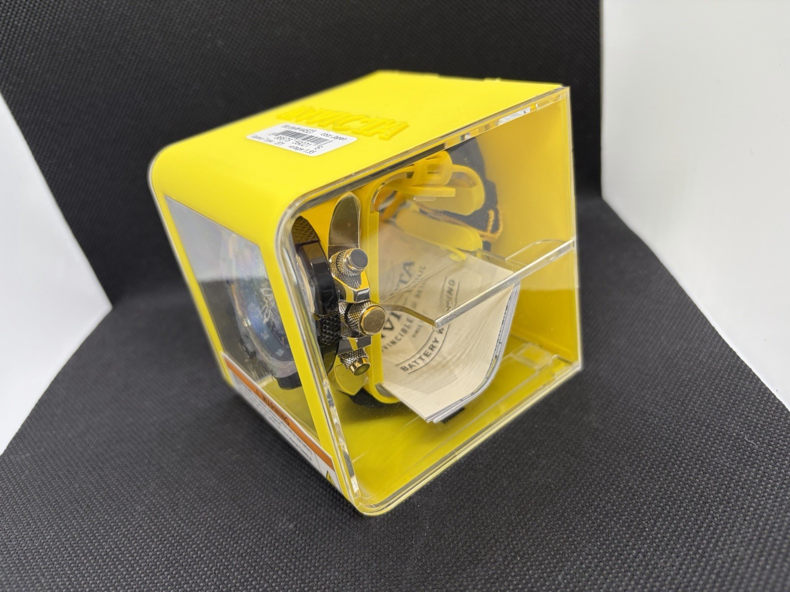 Invicta Aviator 44523 Men’s Chronograph 48mm Blue Gold Dial Black Silicone New