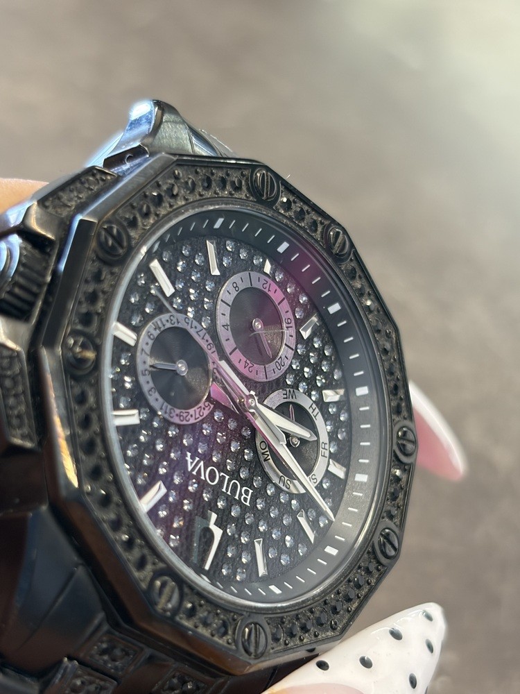 BULOVA 98C134 MEN’S CRYSTAL OCTAVA CHRONOGRAPH QUARTZ PAVE CRYSTAL DIAL