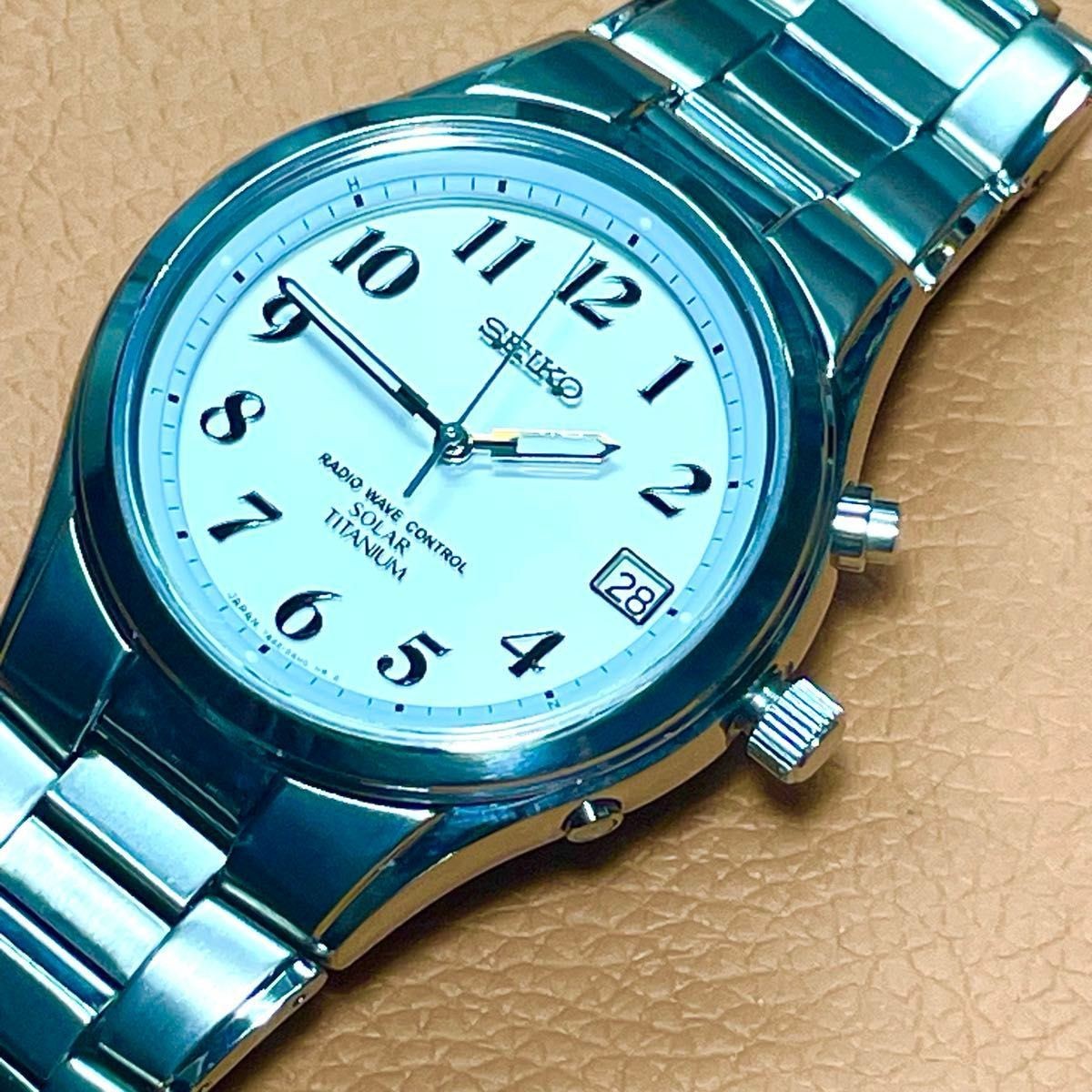 SEIKO SPIRIT 7B22 0AD0 Radio Solar Titanium Specification Silver Dial Excellent