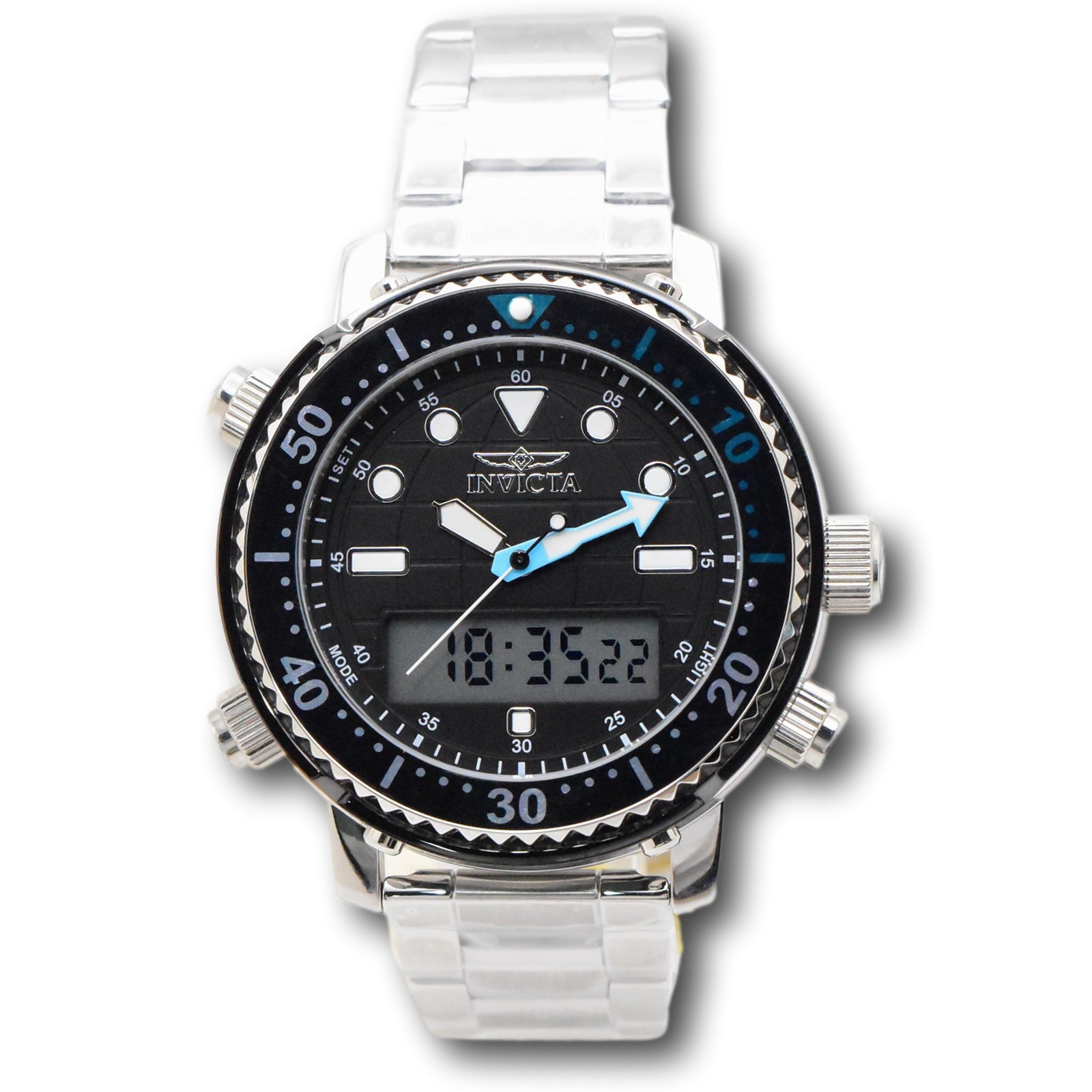 Invicta Pro Diver 46.5mm Men’s Stainless Ana-Digi Dual Time Watch 48370