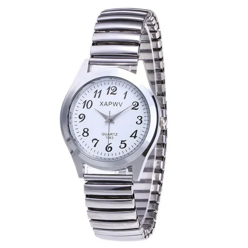 Fashion Women Men Watch Flexible Elastic Band Wrist Watch Steel Strap