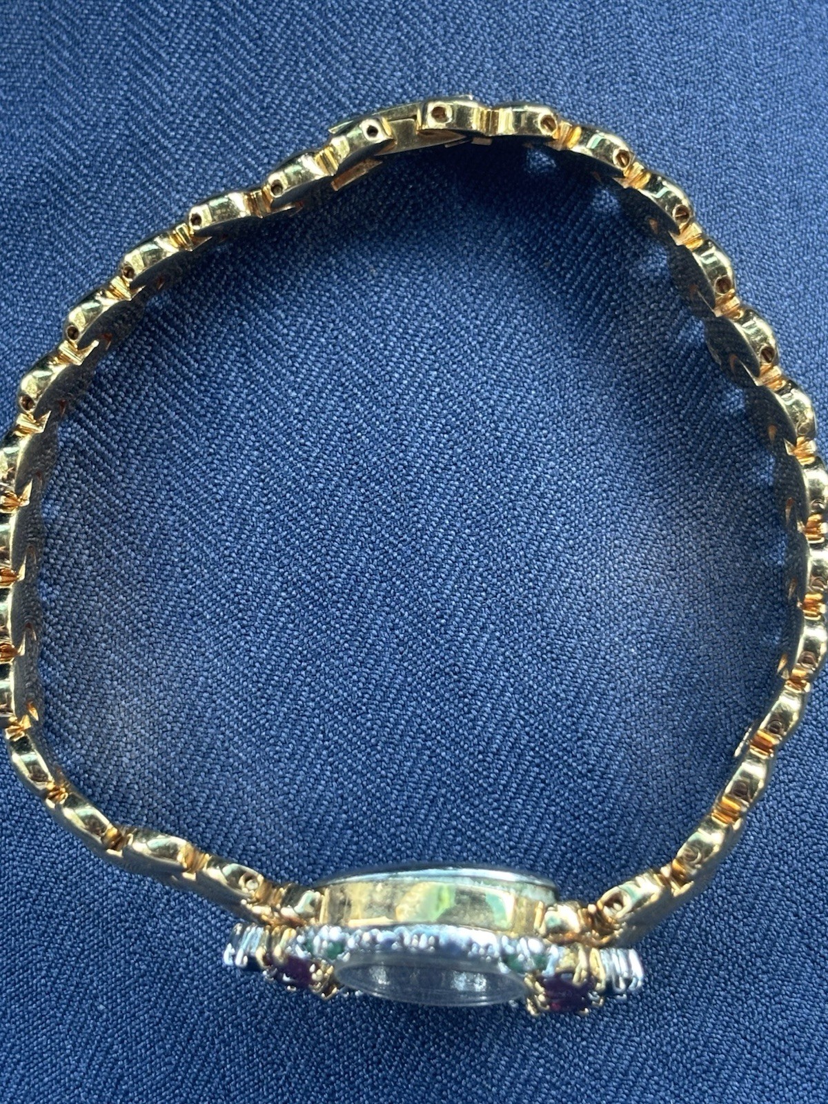 Vtg Pulsar Watch Women Ruby Sapphire Emerald Diamond V400-L312 7.25″