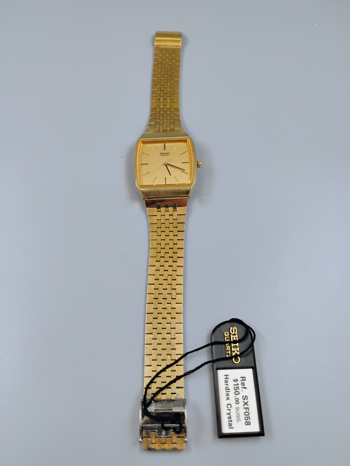 MINT NOS Vintage Seiko 3421-5220 Quartz Tank Watch April 1982 Box & Hangtag Rare