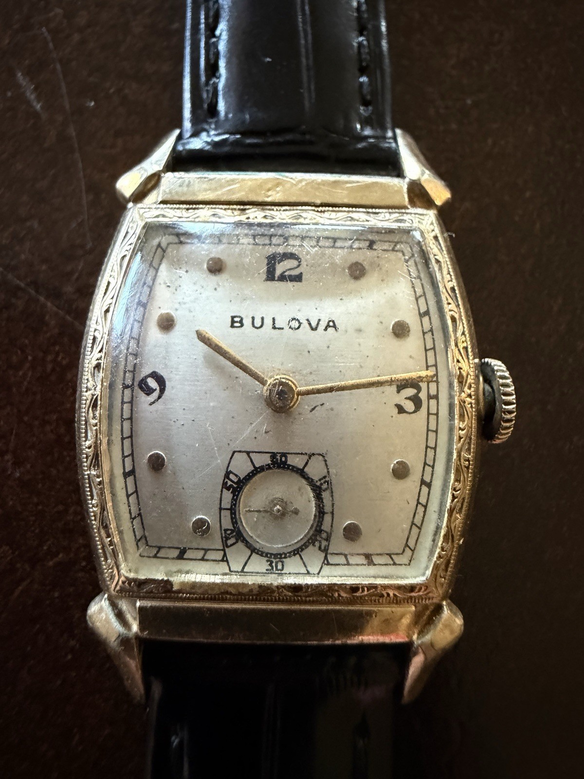 Vintage Bulova Art Deco Tank Manual Wind 10BC Original Dial Sub Seconds Running