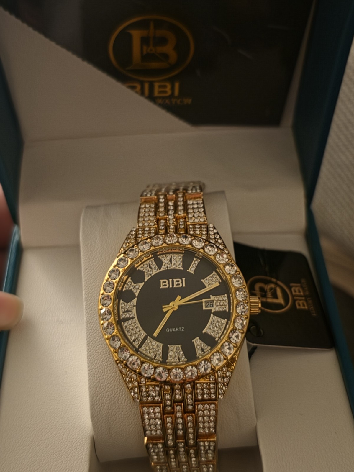 Luxury Iced Out Watch Gold With Black Dial