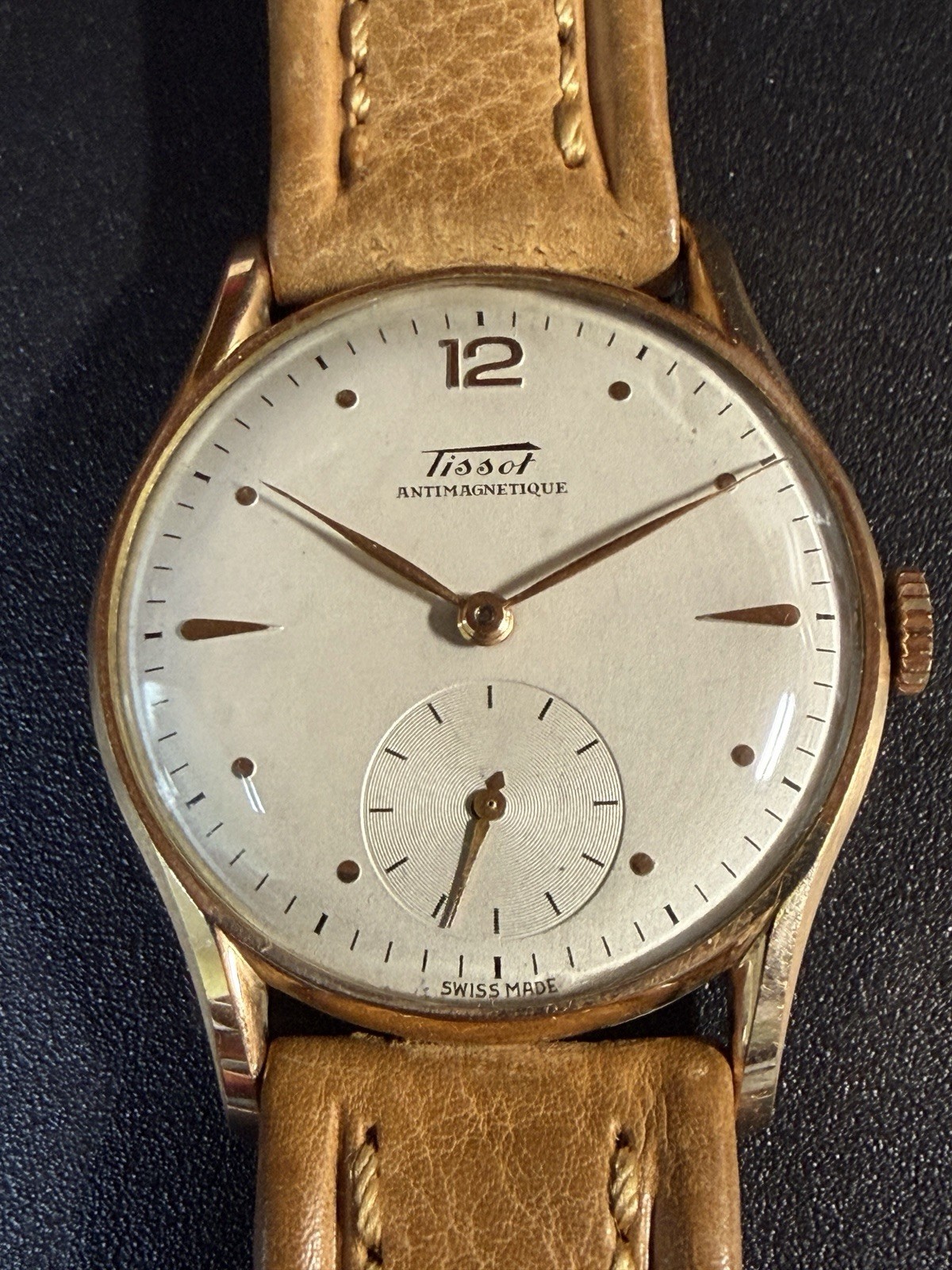 Tissot Antimagnetic Vintage 14K Gold 32.7mm Manual Small Seconds 1950s