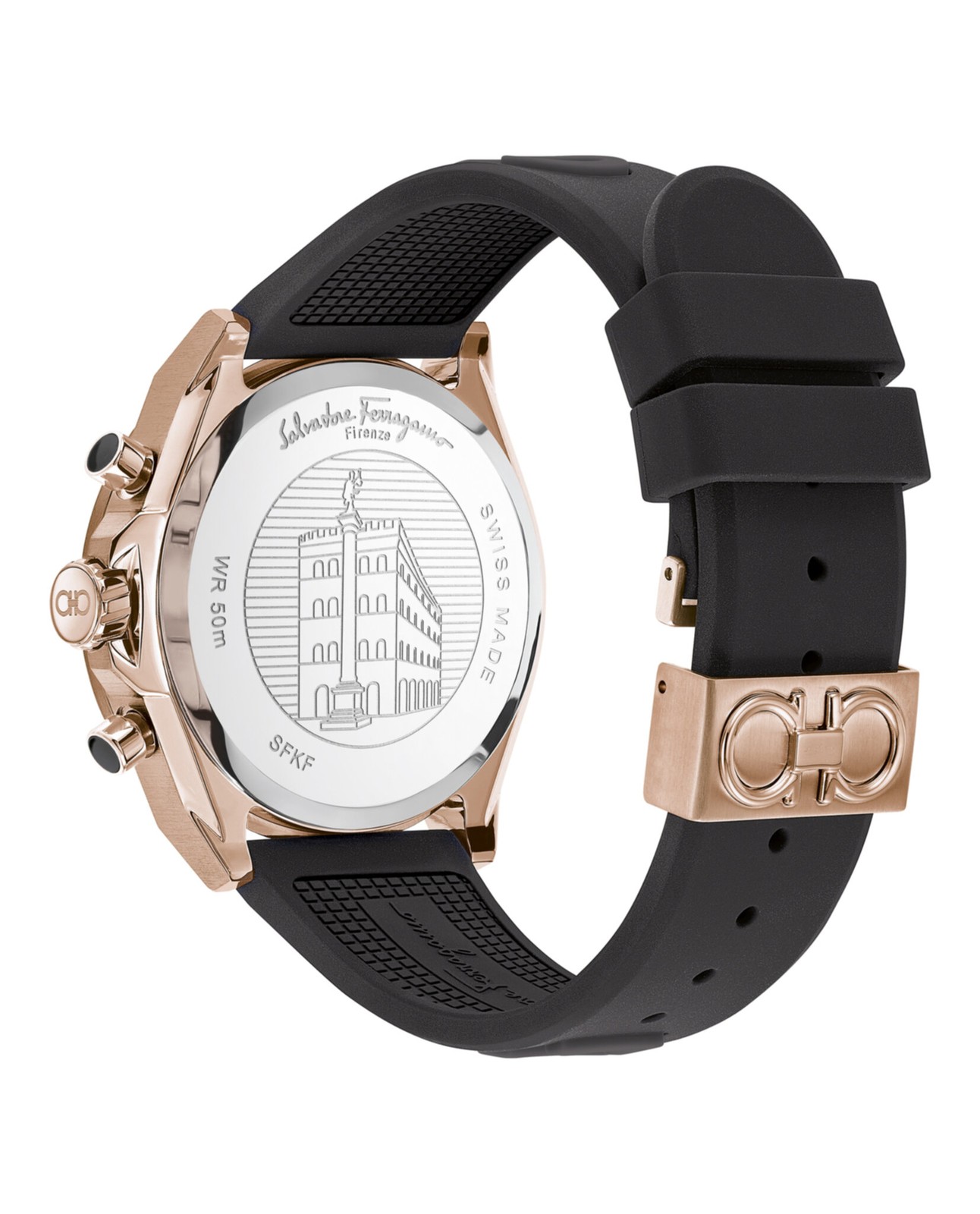 Ferragamo Mens Ferragamo Urban Rose Gold 43mm Strap Fashion Watch