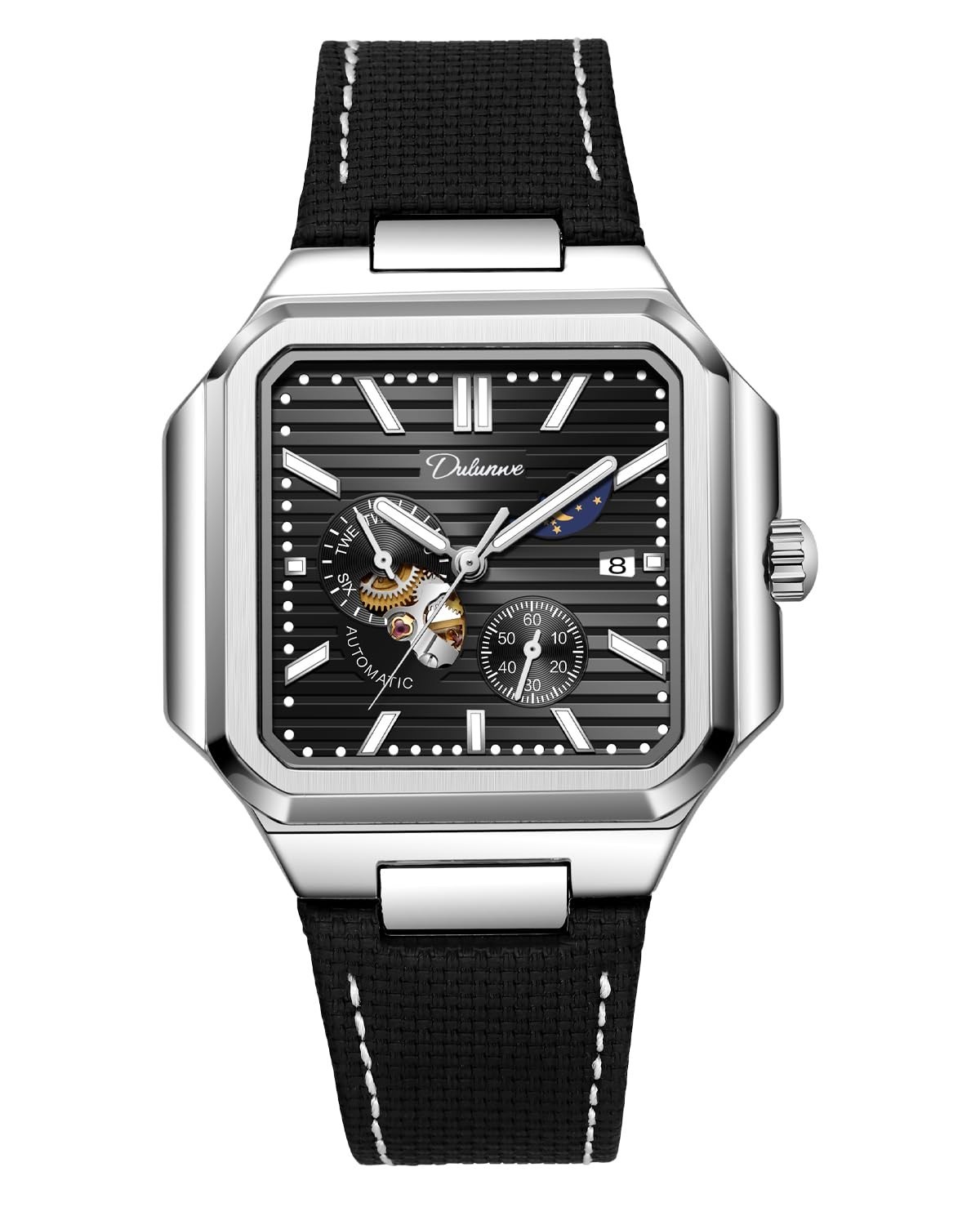 Men’s Automatic Square Watch – Day/Night Running Seconds 3ATM Luminous