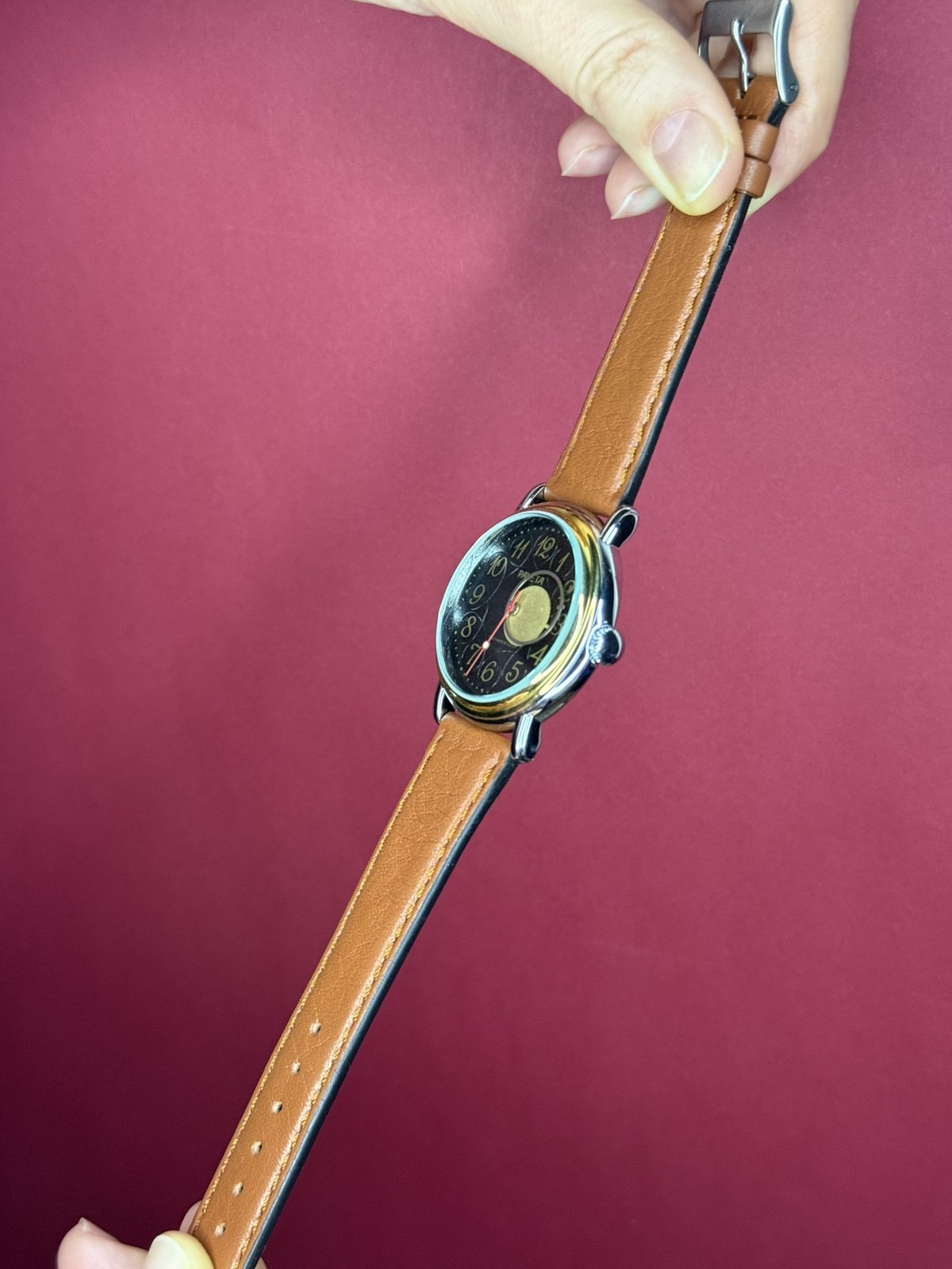 Raketa Copernicus Black Vintage Soviet Mechanical Mens Watch 1990s Sun Dial Rare