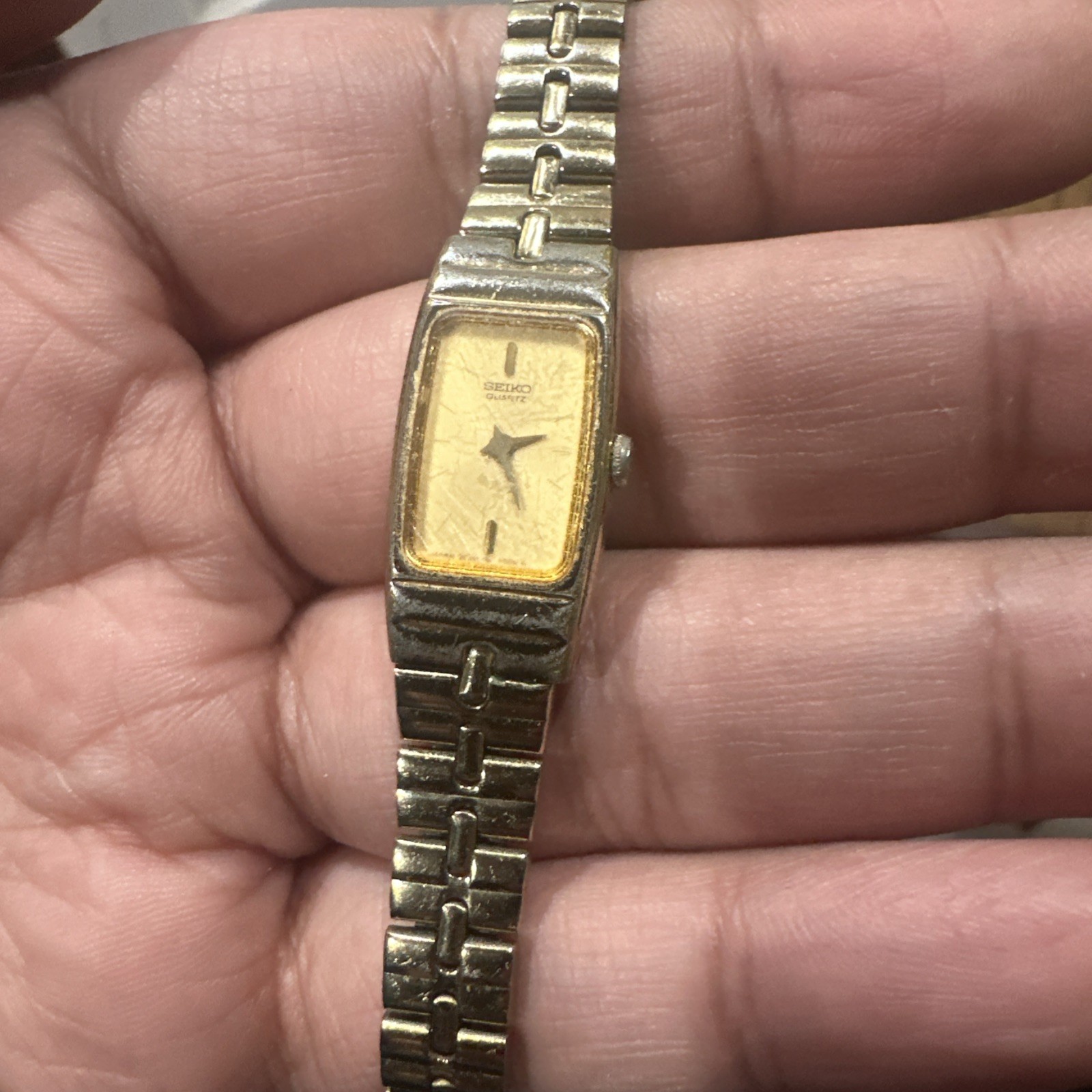 Working Vintage Seiko Women’s 13mm Gold Tone Bracelet Watch 2e20-6500 Fit 6.5in