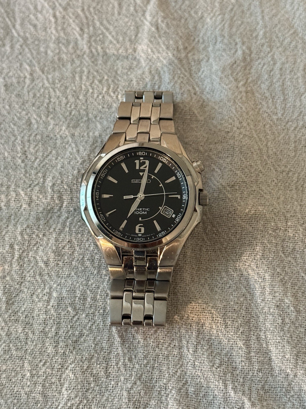 Seiko Kinetic 5M62 Black Dial Stainless Steel 100M – New Capacitor
