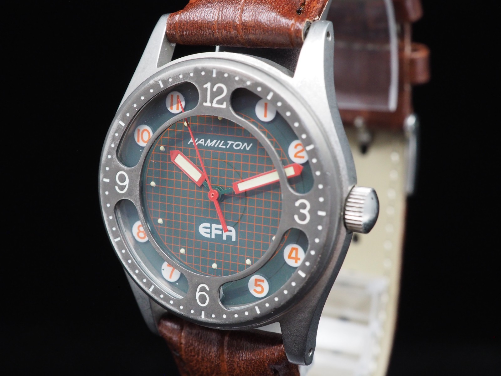 Rare Vintage Near MINT Hamilton EFA Black Dial Quartz 32mm Mens Watch JAPAN