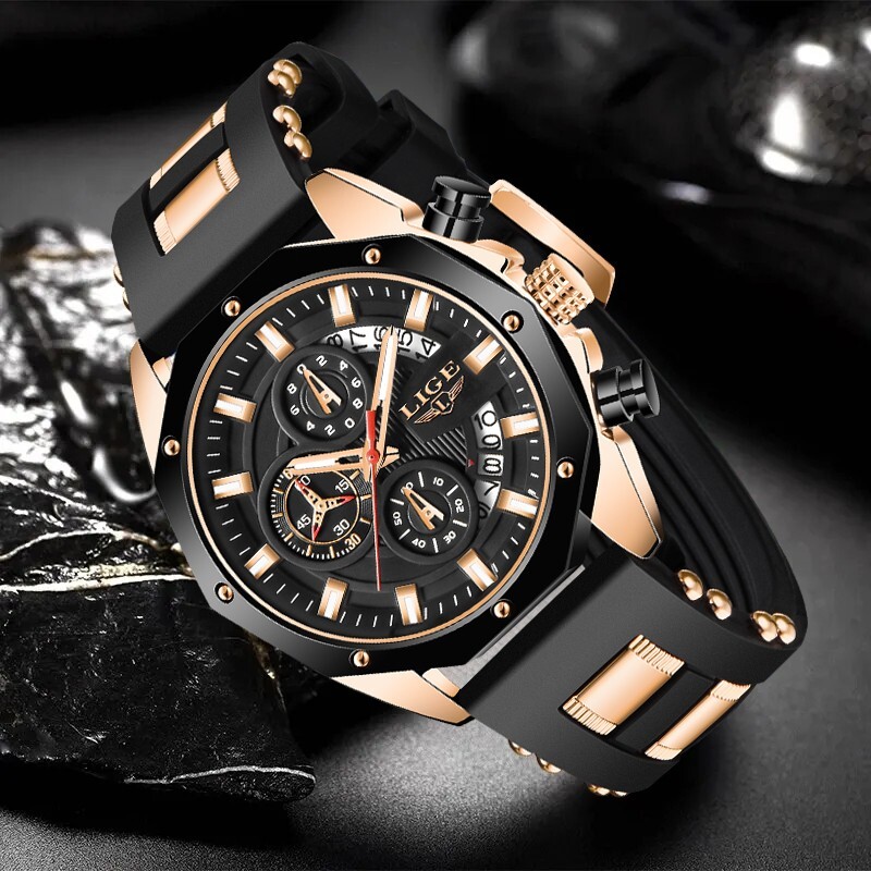 LIGE Men’s Watch Quartz Analog Luminous 3ATM Waterproof Luxury Casual Wristwatch