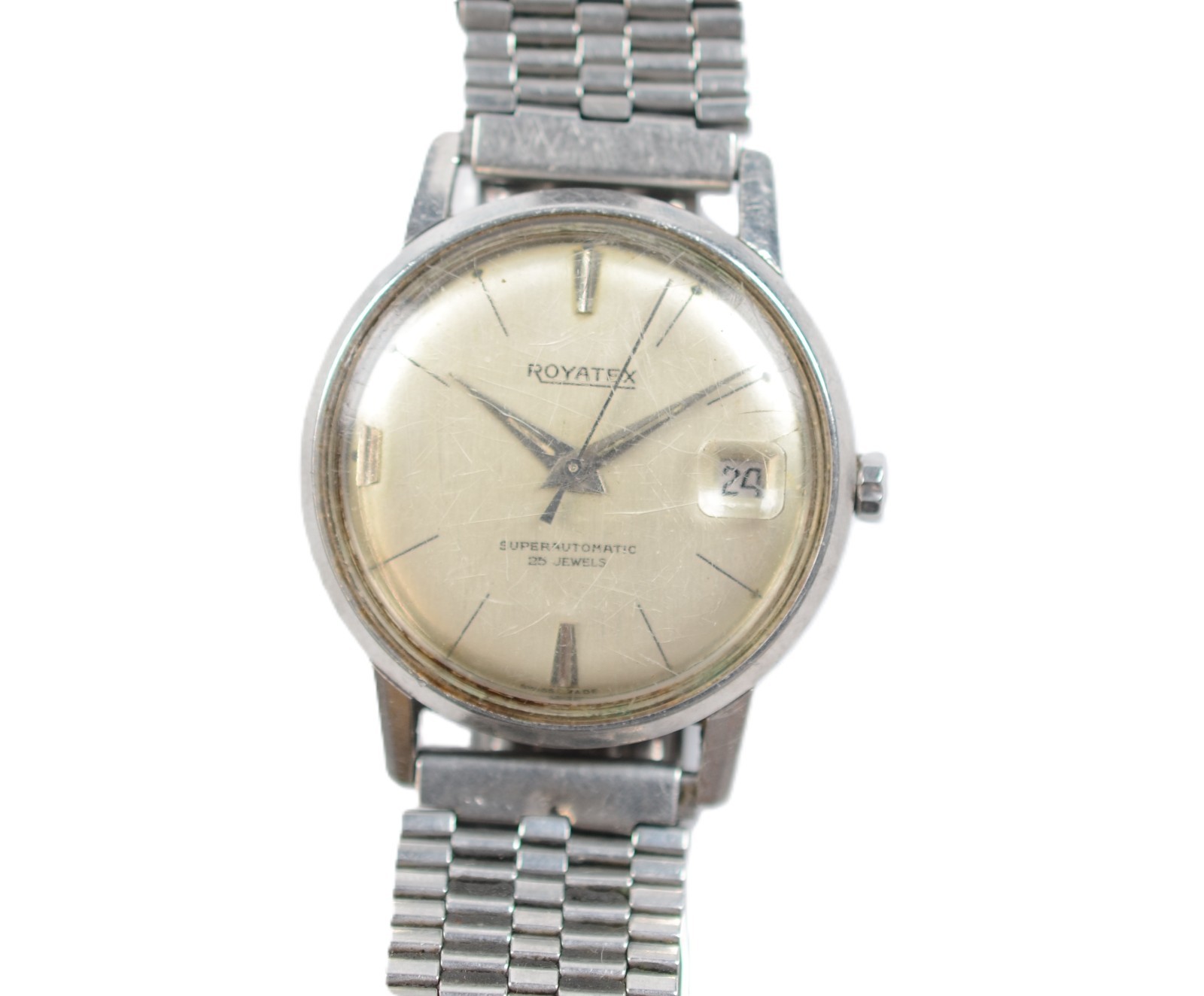 Vintage Royatex Superautomatic 25 Jewels Swiss Made Men’s Watch Date – RUNS