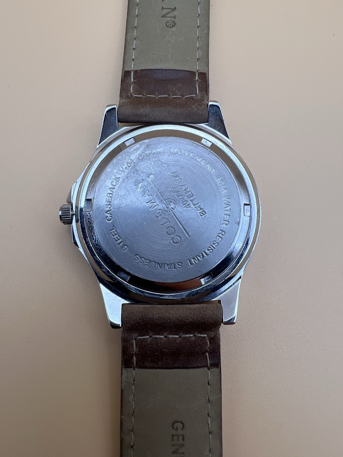 Coleman Quartz Watch Brown Leather & Speidel Quartz Watch Black Rubber Band