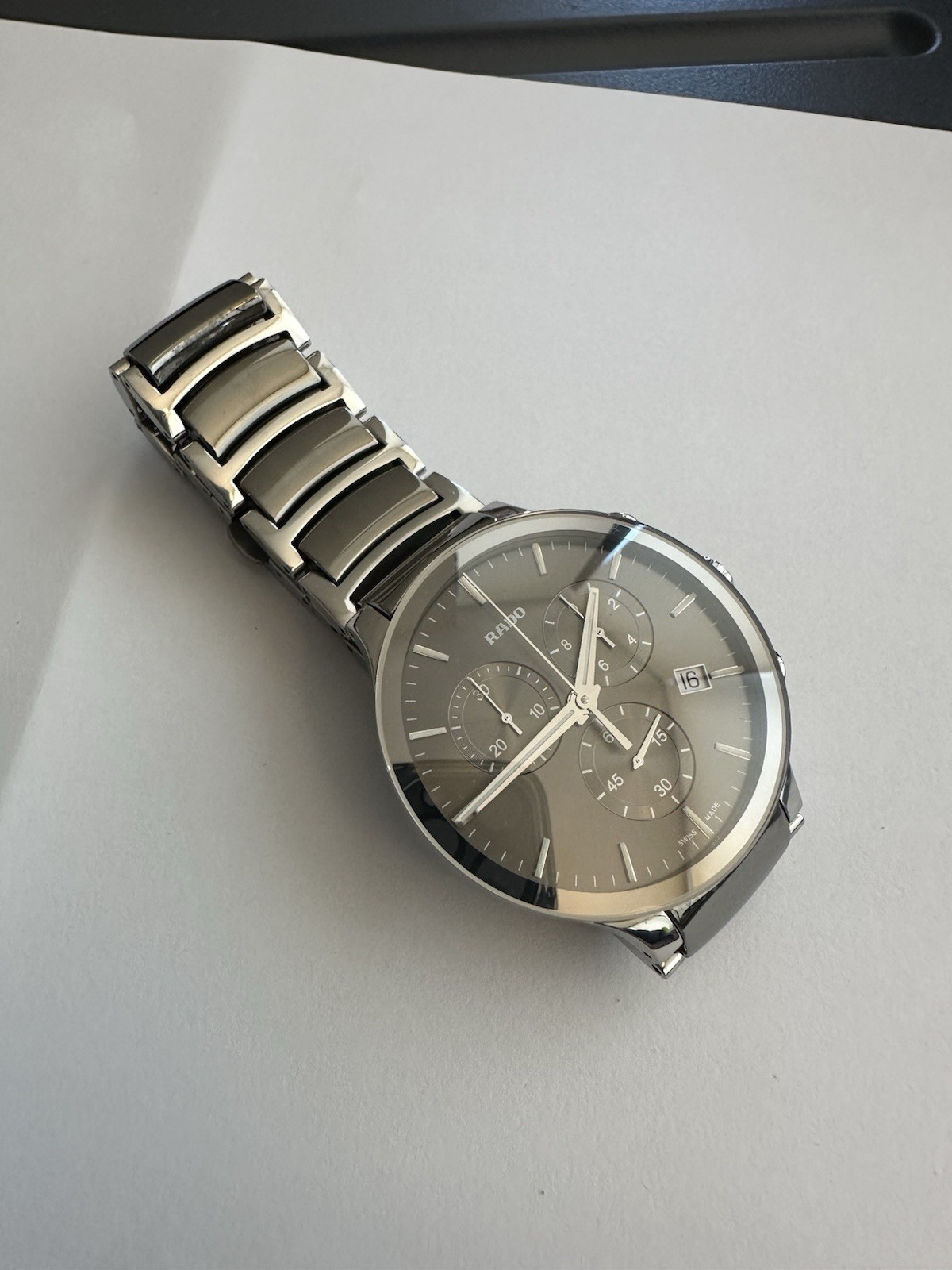 Rado Centrix Quartz Chronograph Date Gray Dial 41mm SS/Ceramic Bracelet