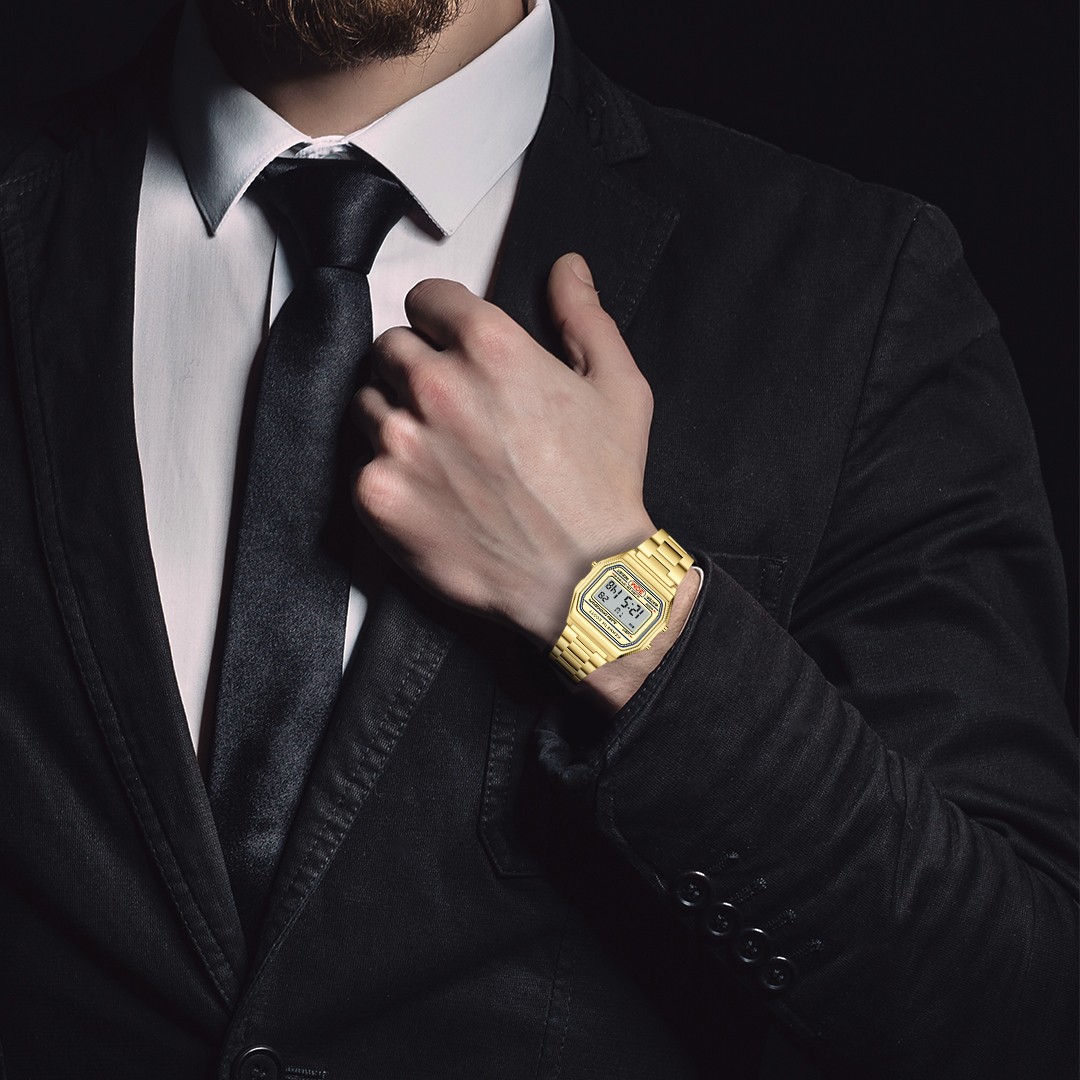 Kenneth Scott Men’s Digital Watch | Champagne Dial, 33mm, 30 m (3 ATM)