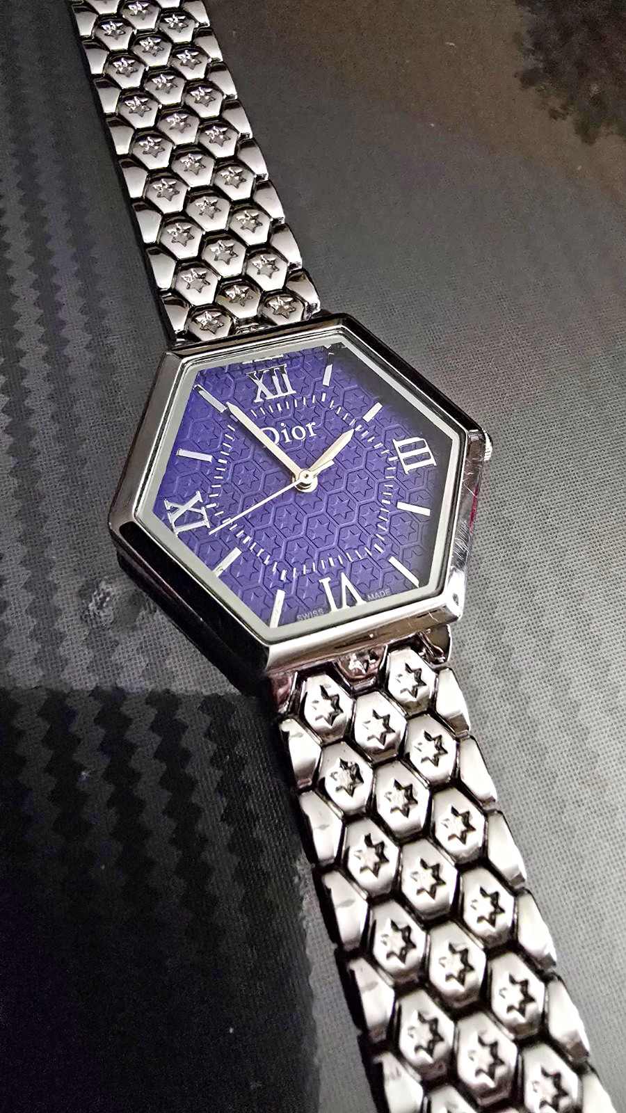 Unbranded/Marked Dior Blue Dial Quartz Watch Stainless. Running, Good Battery.